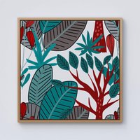 Warren Reed - Designer Jungle Exotic Summer Tropical Leaves Framed Canvas in Light Brown | Size: w10 inch x h10 inch