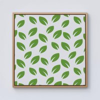 Warren Reed - Designer Leaves Pattern Framed Canvas in Light Brown | Size: w10 inch x h10 inch