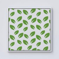Warren Reed - Designer Leaves Pattern Framed Canvas in Off-White | Size: W16" x H16"