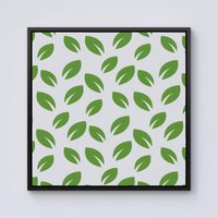Warren Reed - Designer Leaves Pattern Framed Canvas in Black | Size: W16" x H16"