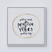 Warren Reed - Designer Positive Mind, Vibes, Life Framed Canvas in Off-White | Size: W30" x H30"