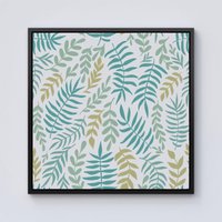 Warren Reed - Designer Multicolor Leafs & Branches Framed Canvas in Black | Size: W16" x H16"