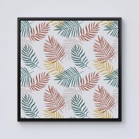 Warren Reed - Designer Palm Branches In Natural Colors Framed Canvas in Black | Size: W30" x H30"