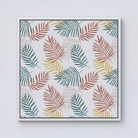 Warren Reed - Designer Palm Branches In Natural Colors Framed Canvas in Off-White | Size: w40 inch x h40 inch