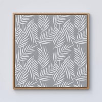 Warren Reed - Designer Palm Tree Leaves Framed Canvas in Light Brown | Size: W16" x H16"