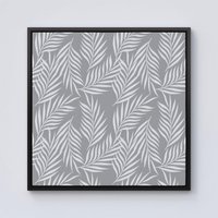 Warren Reed - Designer Palm Tree Leaves Framed Canvas in Black | Size: w40 inch x h40 inch