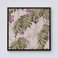 Warren Reed - Designer Pink Cosmos Flowers Framed Canvas in Black | Size: w10 inch x h10 inch