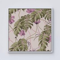 Warren Reed - Designer Pink Cosmos Flowers Framed Canvas in Off-White | Size: W30" x H30"