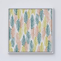 Warren Reed - Designer Scandinavian Style Foliage Framed Canvas in Off-White | Size: W30" x H30"
