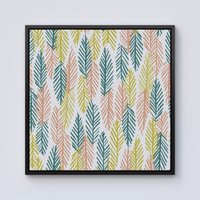 Warren Reed - Designer Scandinavian Style Foliage Framed Canvas in Black | Size: w40 inch x h40 inch