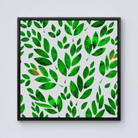 Warren Reed - Designer Watercolor Abstract Leaves Framed Canvas in Black | Size: w10 inch x h10 inch
