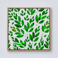 Warren Reed - Designer Watercolor Abstract Leaves Framed Canvas in Light Brown | Size: w40 inch x h40 inch
