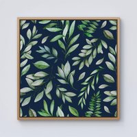 Warren Reed - Designer Watercolor Leaves Framed Canvas in Light Brown | Size: W30" x H30"