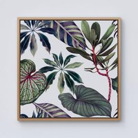 Warren Reed - Designer Watercolor Tropical Leaf Framed Canvas in Light Brown | Size: w10 inch x h10 inch