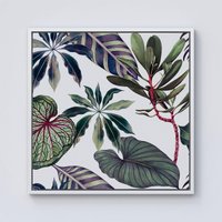 Warren Reed - Designer Watercolor Tropical Leaf Framed Canvas in Off-White | Size: W30" x H30"