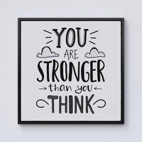 Warren Reed - Designer You Are Stronger Than You Think Framed Canvas in Black | Size: w10 inch x h10 inch