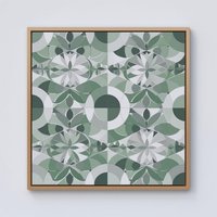 Warren Reed - Designer Geometric Pastel Green Framed Canvas in Light Brown | Size: w10 inch x h10 inch