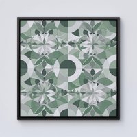 Warren Reed - Designer Geometric Pastel Green Framed Canvas in Black | Size: w40 inch x h40 inch