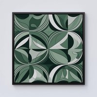 Warren Reed - Designer Geometric Green Black Framed Canvas | Size: W30" x H30"