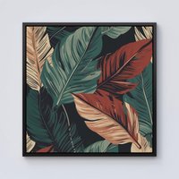 Warren Reed - Designer Autumn Colour Leaves Framed Canvas in Black | Size: W30" x H30"