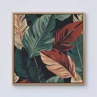 Warren Reed - Designer Autumn Colour Leaves Framed Canvas in Light Brown | Size: w40 inch x h40 inch
