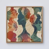 Warren Reed - Designer Coloured Silhouette Framed Canvas in Light Brown | Size: W16" x H16"