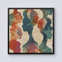 Warren Reed - Designer Coloured Silhouette Framed Canvas in Black | Size: w40 inch x h40 inch