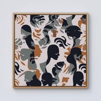 Warren Reed - Designer Abstract Grey Brown Silhouette Framed Canvas in Light Brown | Size: w40 inch x h40 inch