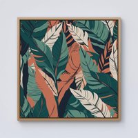 Warren Reed - Designer Autumn Tropical Leaves Framed Canvas in Light Brown | Size: w10 inch x h10 inch