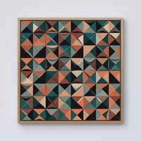 Warren Reed - Designer Geometric Print Pattern Framed Canvas in Light Brown | Size: w40 inch x h40 inch