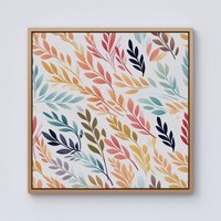 Warren Reed - Designer Colouful Sping Leaves Framed Canvas in Light Brown | Size: W30" x H30"