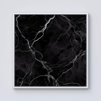 Warren Reed - Designer Black Marble Pattern Framed Canvas in Off-White | Size: w10 inch x h10 inch