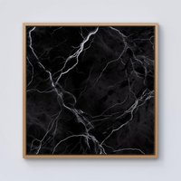 Warren Reed - Designer Black Marble Pattern Framed Canvas in Light Brown | Size: w40 inch x h40 inch