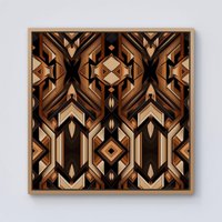 Warren Reed - Designer Black & Brown Intricate Pattern Framed Canvas in Light Brown | Size: w40 inch x h40 inch