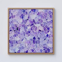 Warren Reed - Designer Purple & White Mosaic Design Framed Canvas in Light Brown | Size: w10 inch x h10 inch