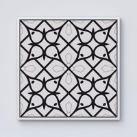 Warren Reed - Designer Arabic Style Pattern Framed Canvas in Off-White | Size: w10 inch x h10 inch