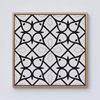 Warren Reed - Designer Arabic Style Pattern Framed Canvas in Light Brown | Size: W16" x H16"