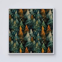 Warren Reed - Designer Impasto Style Christmas Trees Framed Canvas in Off-White | Size: w40 inch x h40 inch