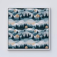 Warren Reed - Designer Dreamy Snowy Christmas Scene Framed Canvas in Off-White | Size: w40 inch x h40 inch