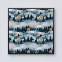 Warren Reed - Designer Dreamy Snowy Christmas Scene Framed Canvas in Black | Size: w40 inch x h40 inch
