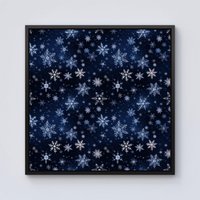 Warren Reed - Designer Dreamy & Magical Snowflake Framed Canvas in Black | Size: W16" x H16"