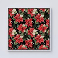 Warren Reed - Designer Poinsettia, Watercolor Style Framed Canvas in Off-White | Size: w40 inch x h40 inch