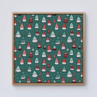 Warren Reed - Designer Hand Drawn Joyful Santa Hats Framed Canvas in Light Brown | Size: w10 inch x h10 inch