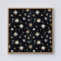 Warren Reed - Designer Silver Gold Snowflake Pattern Framed Canvas in Light Brown | Size: w10 inch x h10 inch