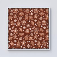 Warren Reed - Designer Gingerbread Cookies Framed Canvas in Off-White | Size: W16" x H16"