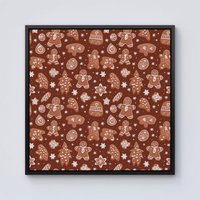 Warren Reed - Designer Gingerbread Cookies Framed Canvas in Black | Size: W16" x H16"