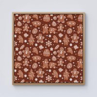 Warren Reed - Designer Gingerbread Cookies Framed Canvas in Light Brown | Size: w40 inch x h40 inch