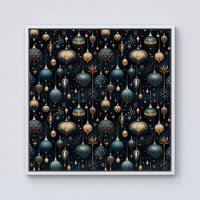 Warren Reed - Designer Christmas Decorations Framed Canvas in Off-White | Size: W16" x H16"