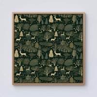 Warren Reed - Designer Green Christmas Woodlands Framed Canvas in Light Brown | Size: w10 inch x h10 inch