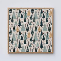 Warren Reed - Designer Boho Inspired Christmas Tree Pattern Framed Canvas in Light Brown | Size: w40 inch x h40 inch